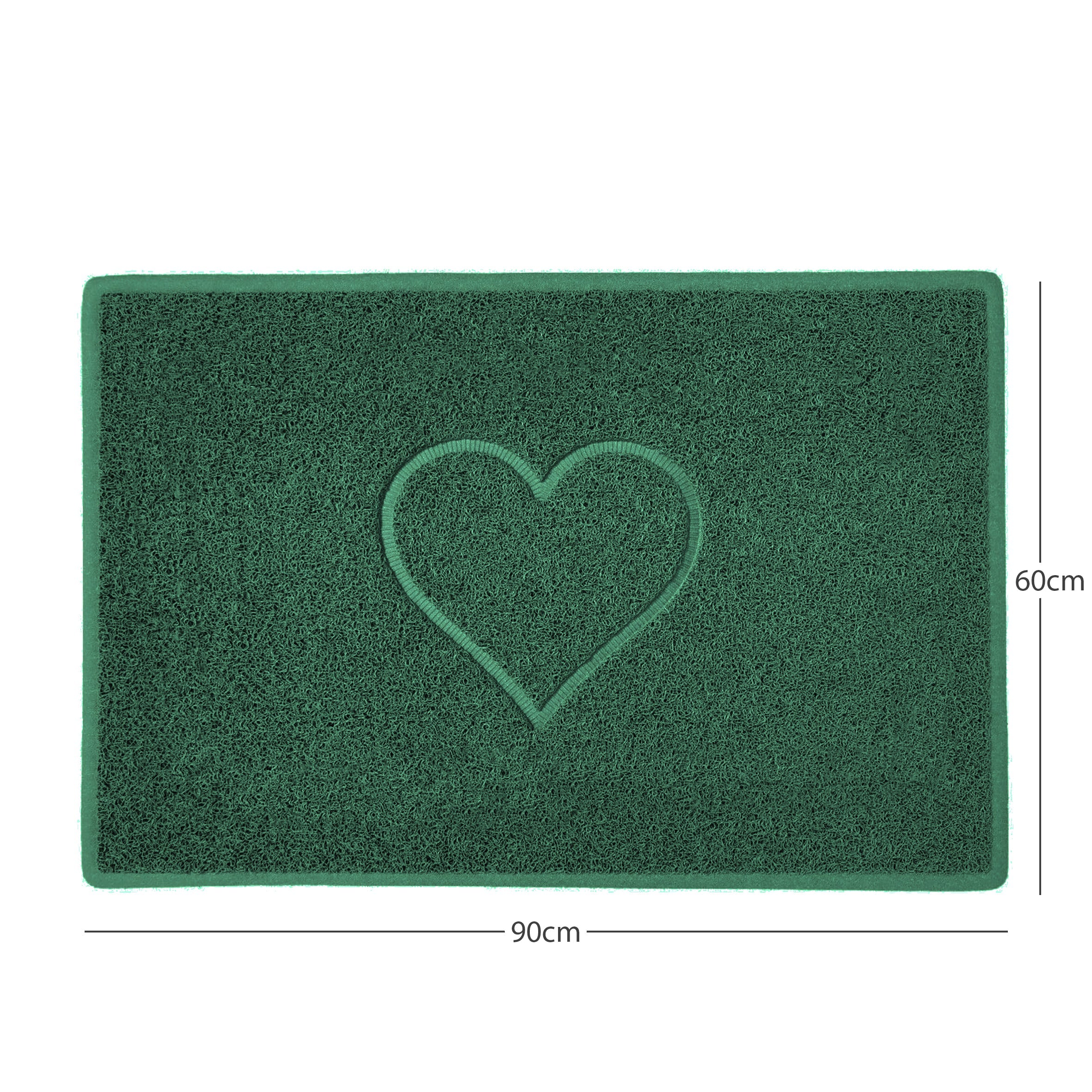 "Heart" Embossed Loofah Textured Spaghetti Door Mat Green 90cm x 60cm Yes (Suitable for Indoors)