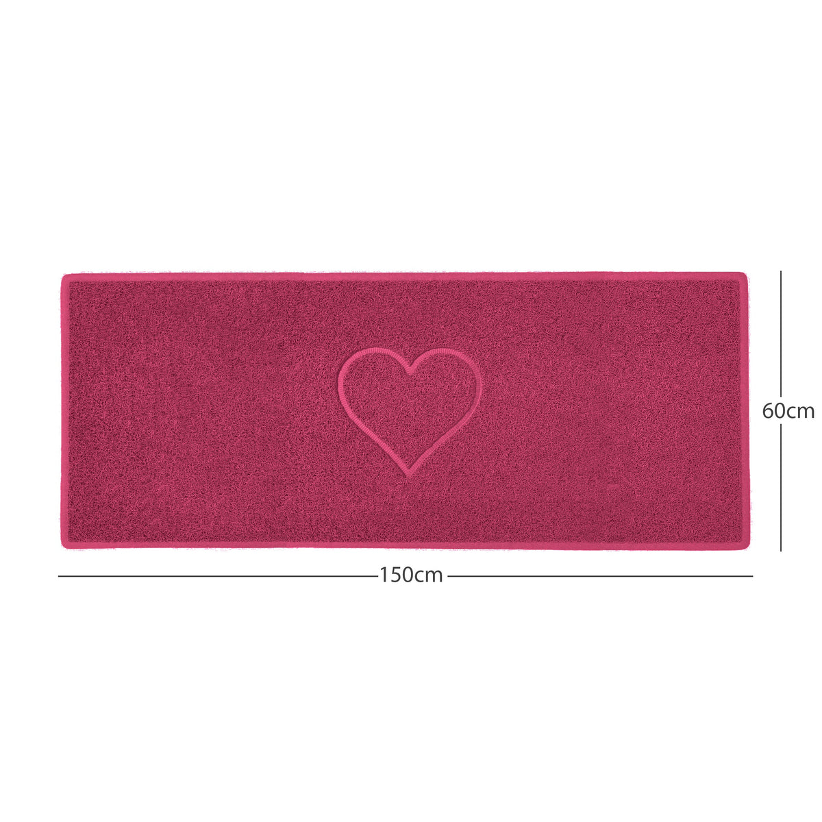 "Heart" Embossed Loofah Textured Spaghetti Door Mat Pink 150cm x 60cm Yes (Suitable for Indoors)