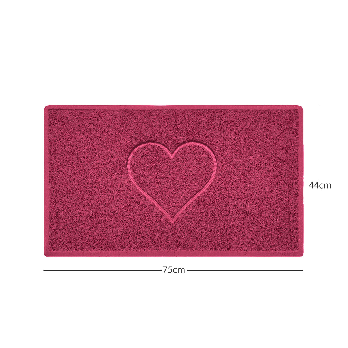 "Heart" Embossed Loofah Textured Spaghetti Door Mat Pink 75cm x 44cm Yes (Suitable for Indoors)
