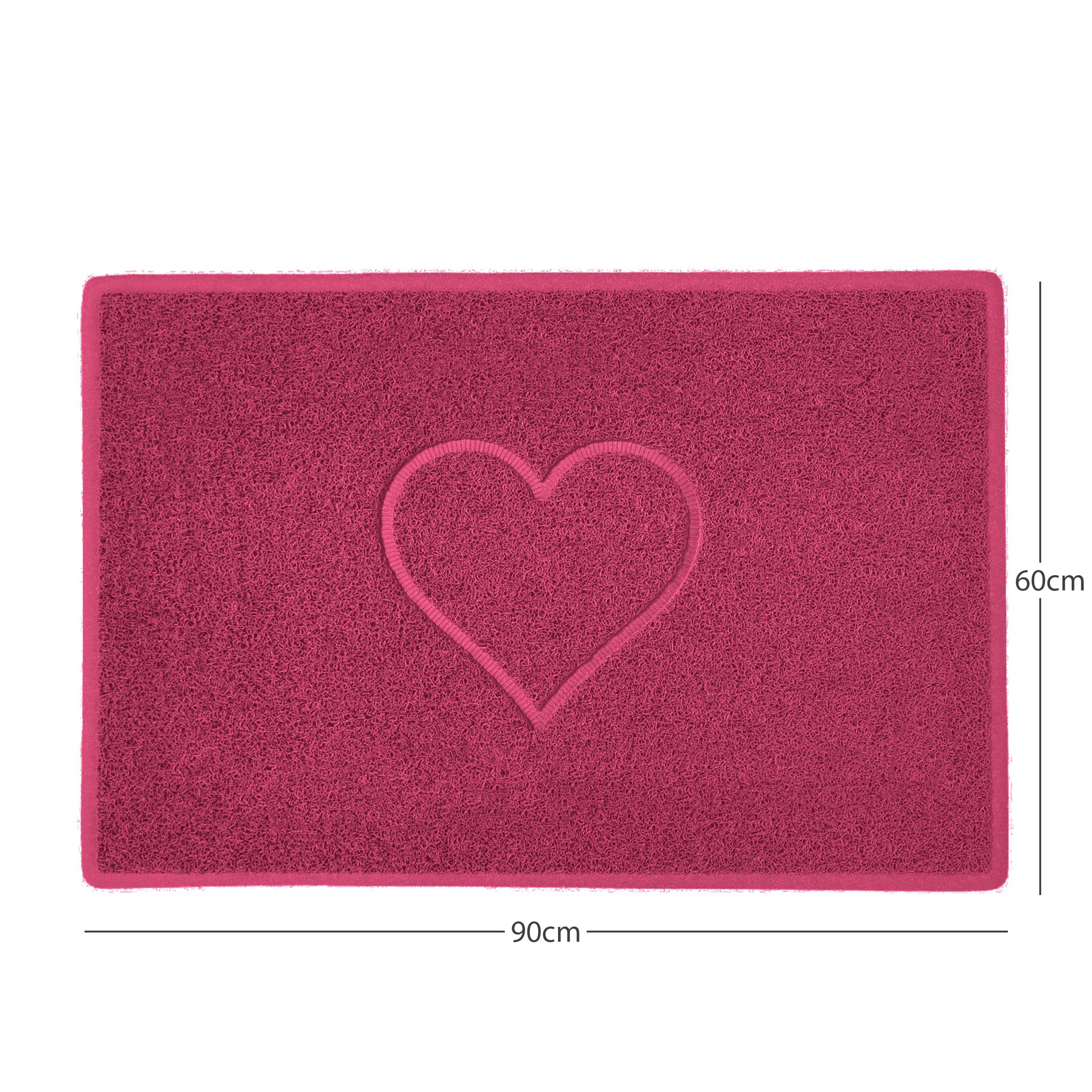 "Heart" Embossed Loofah Textured Spaghetti Door Mat Pink 90cm x 60cm Yes (Suitable for Indoors)