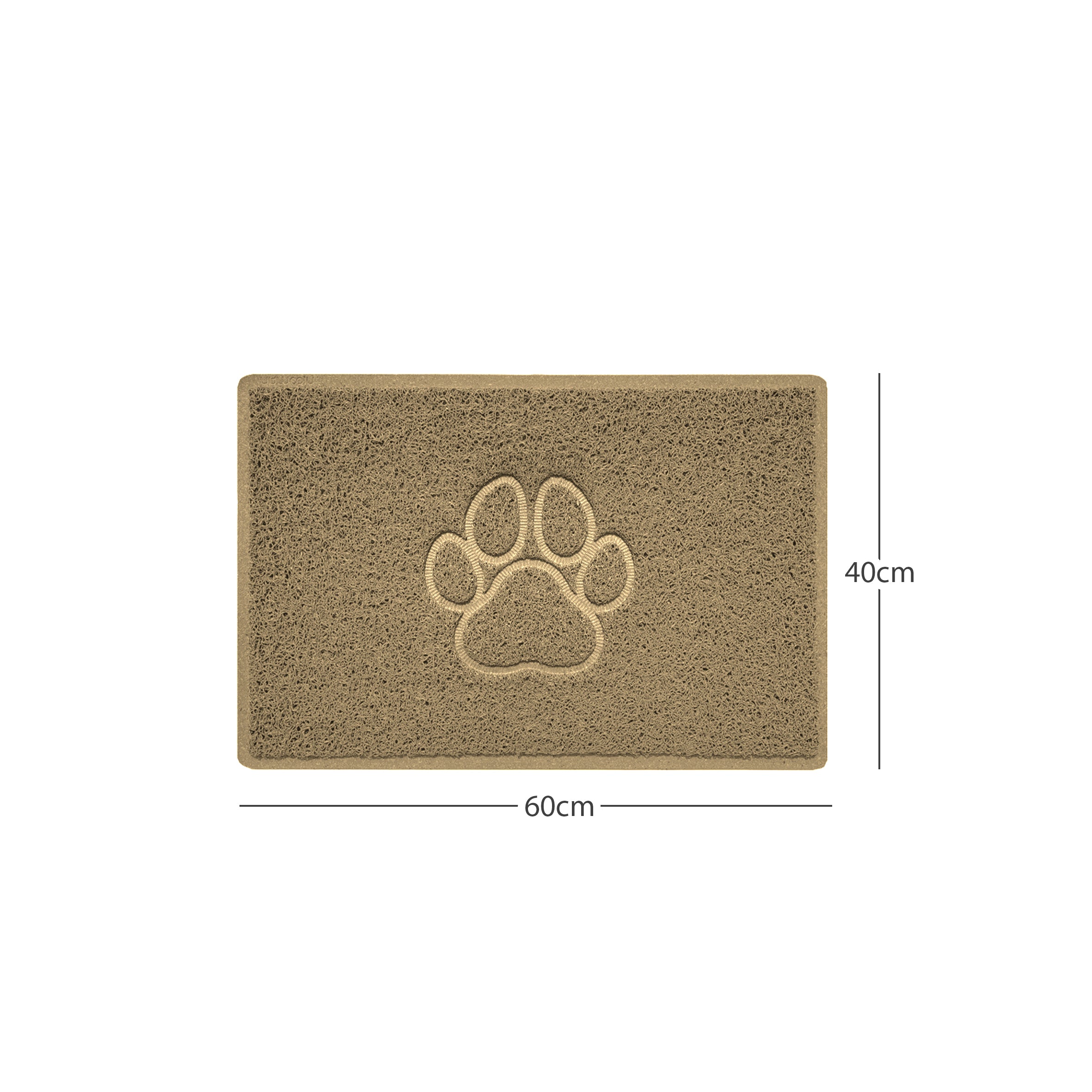 Paw Print Embossed Spaghetti Doormat Beige 60cm x 40cm Yes (Suitable for Indoors)