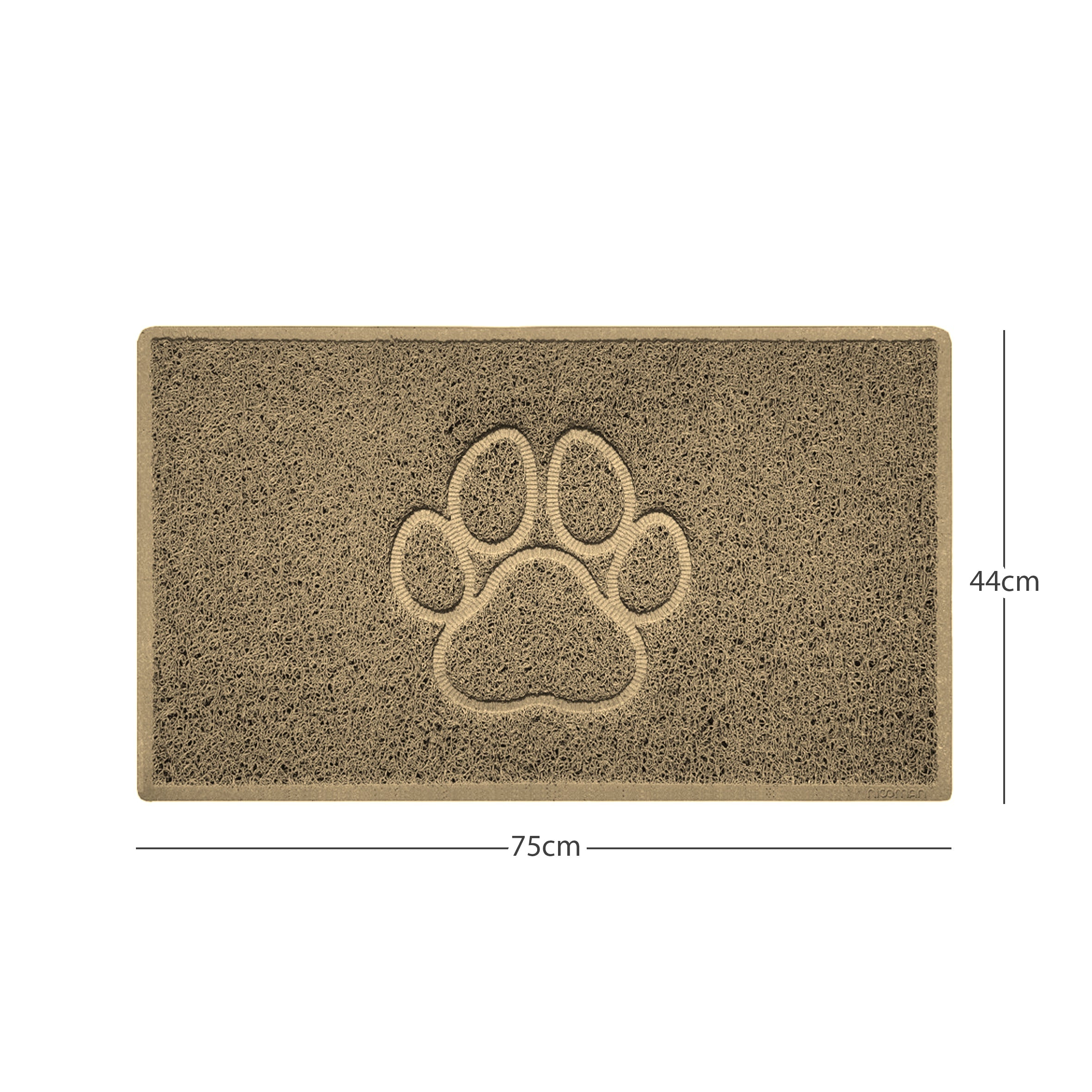 Paw Print Embossed Spaghetti Doormat Beige 75cm x 44cm Yes (Suitable for Indoors)