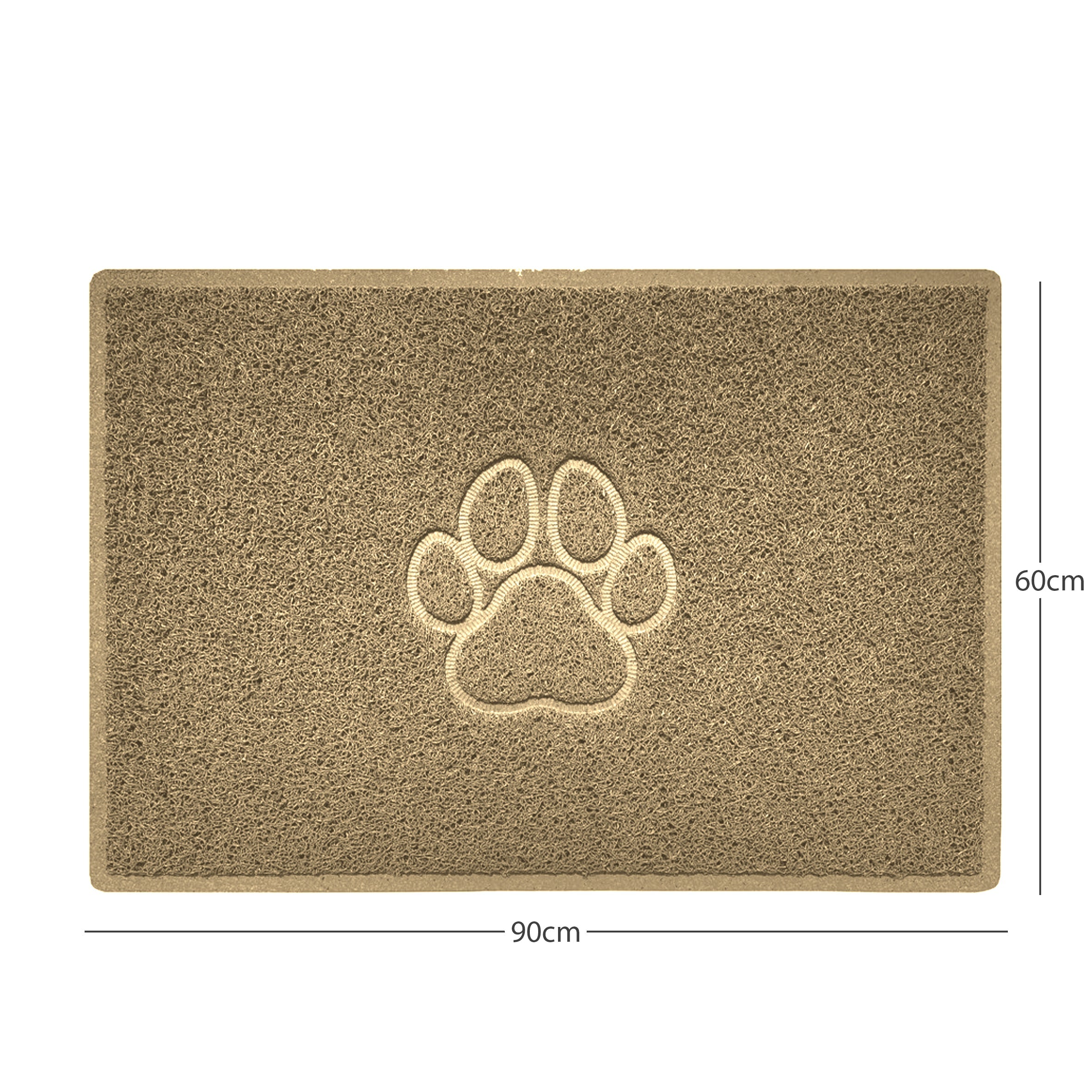 Paw Print Embossed Spaghetti Doormat Beige 90cm x 60cm Yes (Suitable for Indoors)