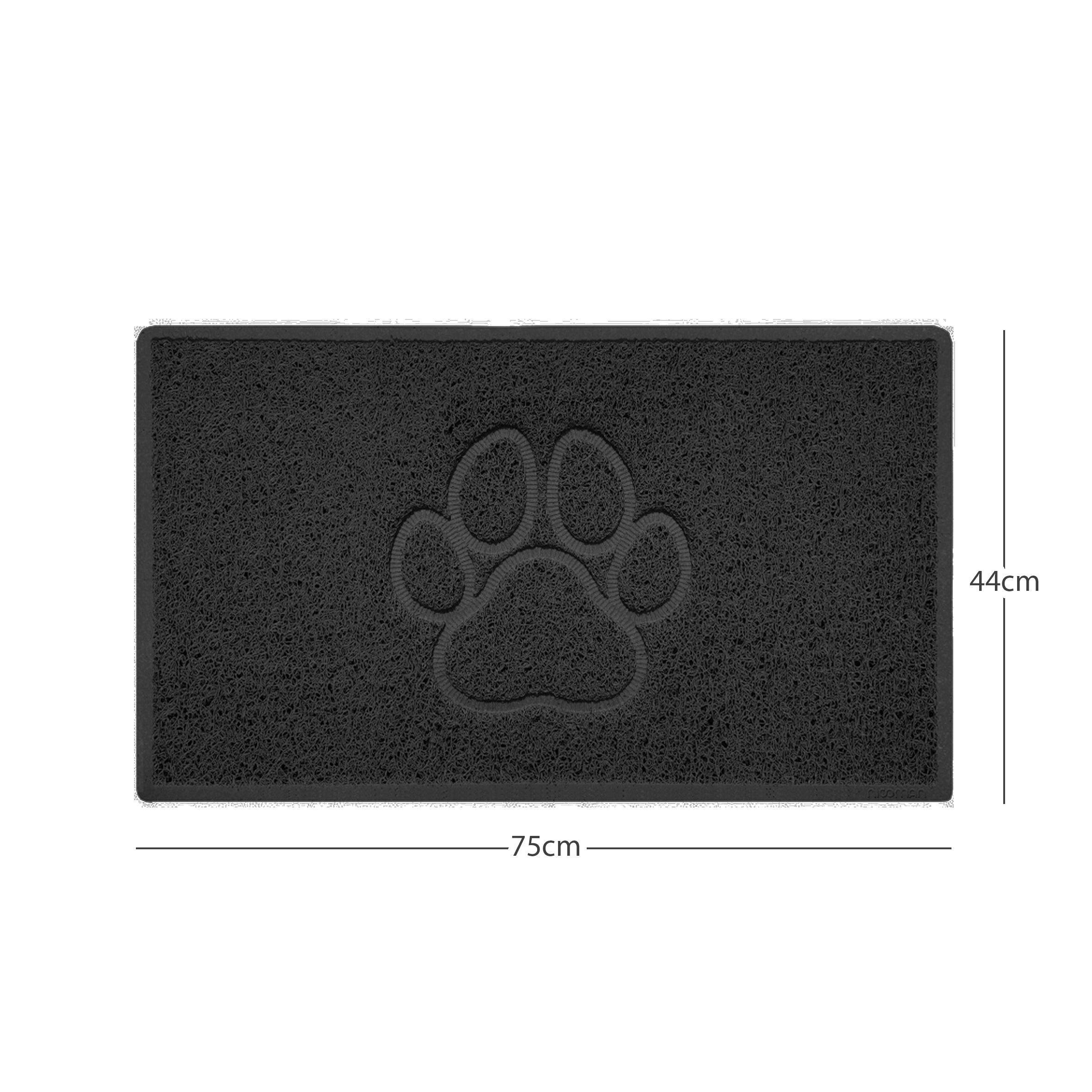 Paw Print Embossed Spaghetti Doormat Black 75cm x 44cm