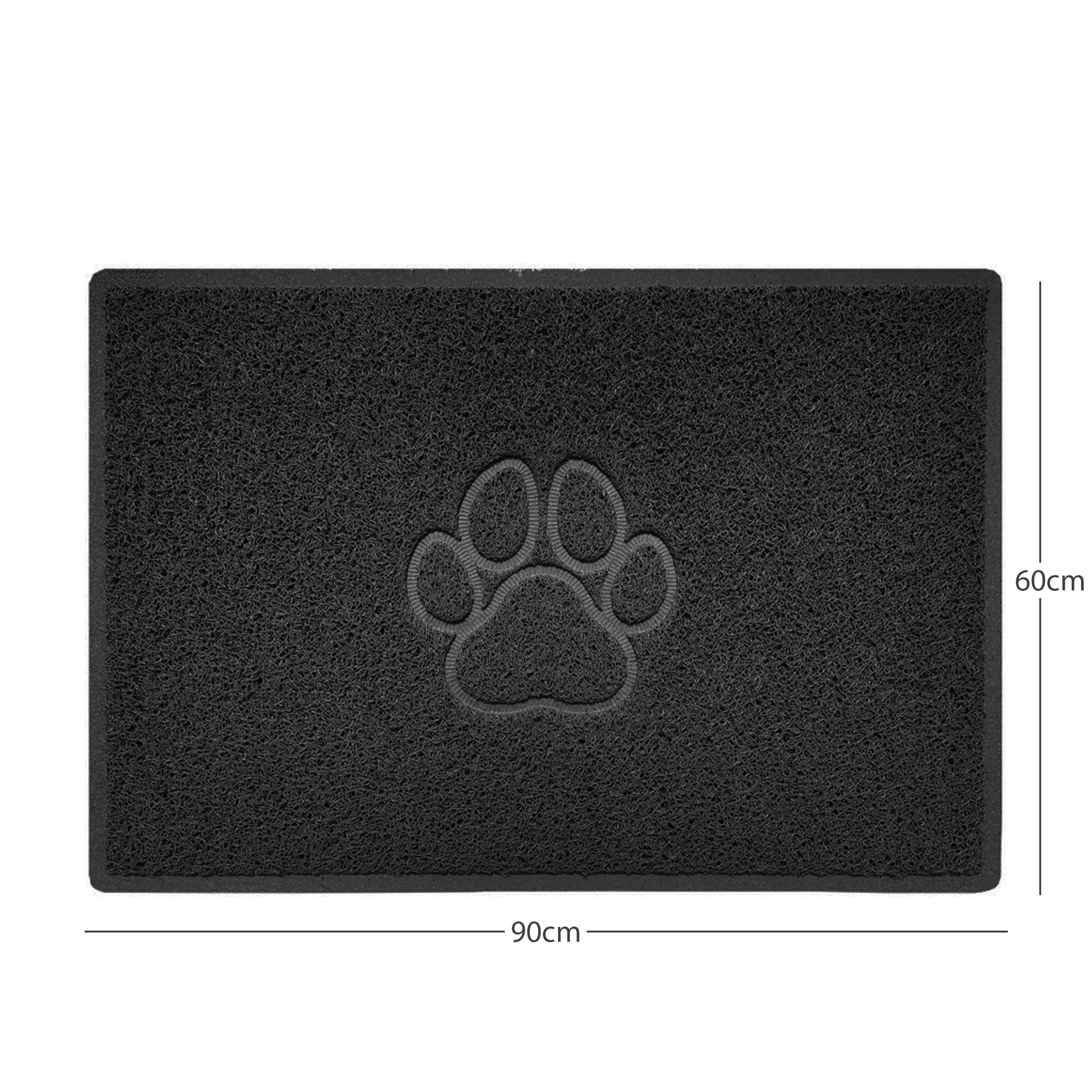 Paw Print Embossed Spaghetti Doormat Black 90cm x 60cm
