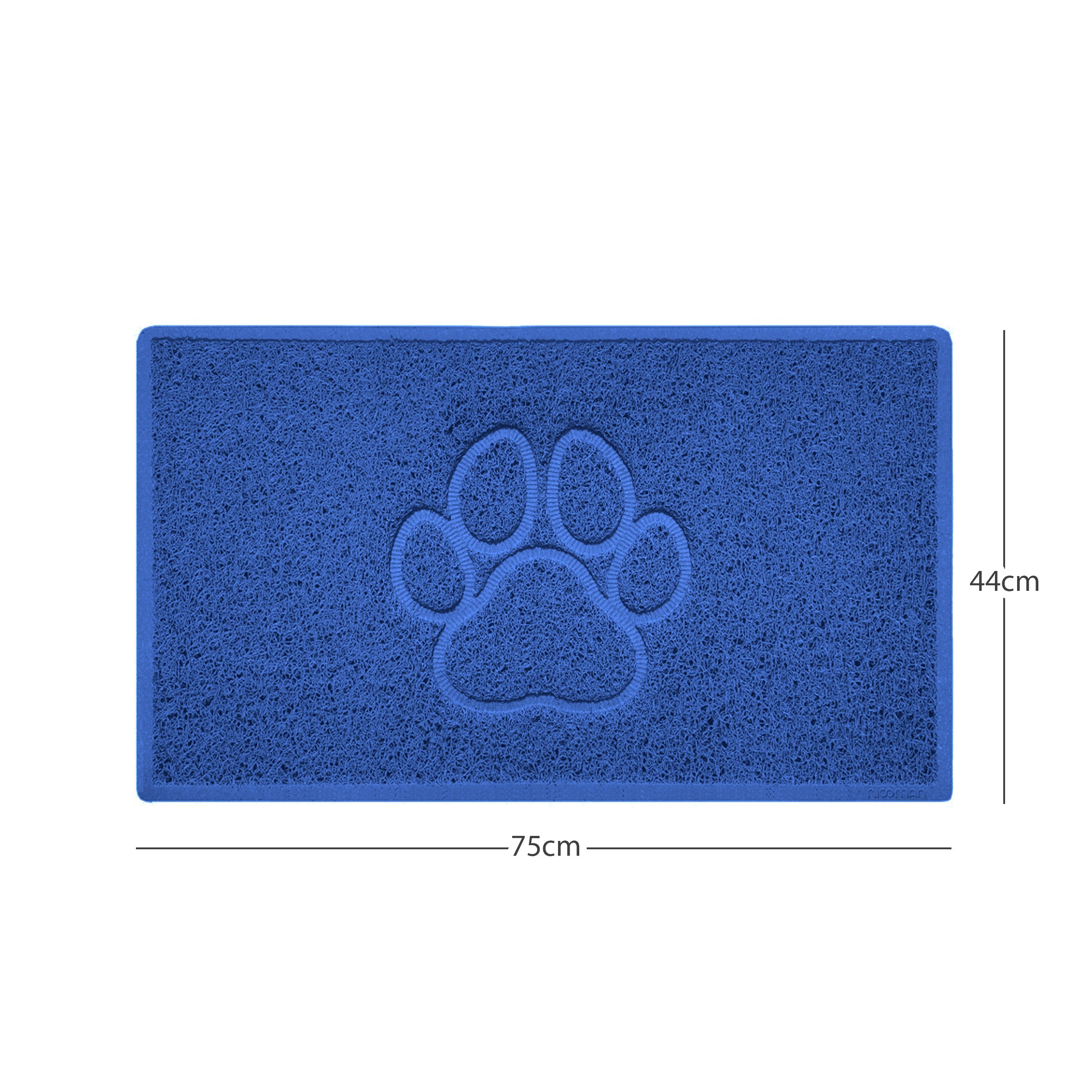 Paw Print Embossed Spaghetti Doormat Blue 75cm x 44cm Yes (Suitable for Indoors)