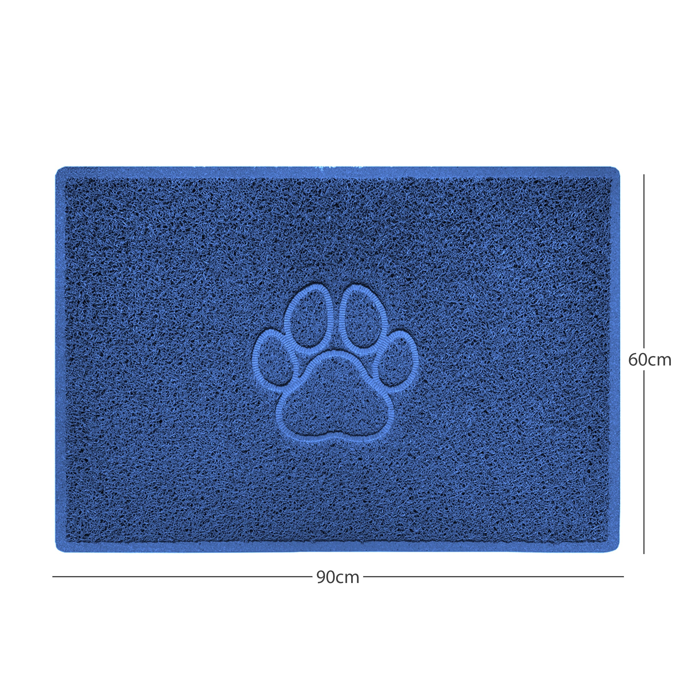 Paw Print Embossed Spaghetti Doormat Blue 90cm x 60cm Yes (Suitable for Indoors)