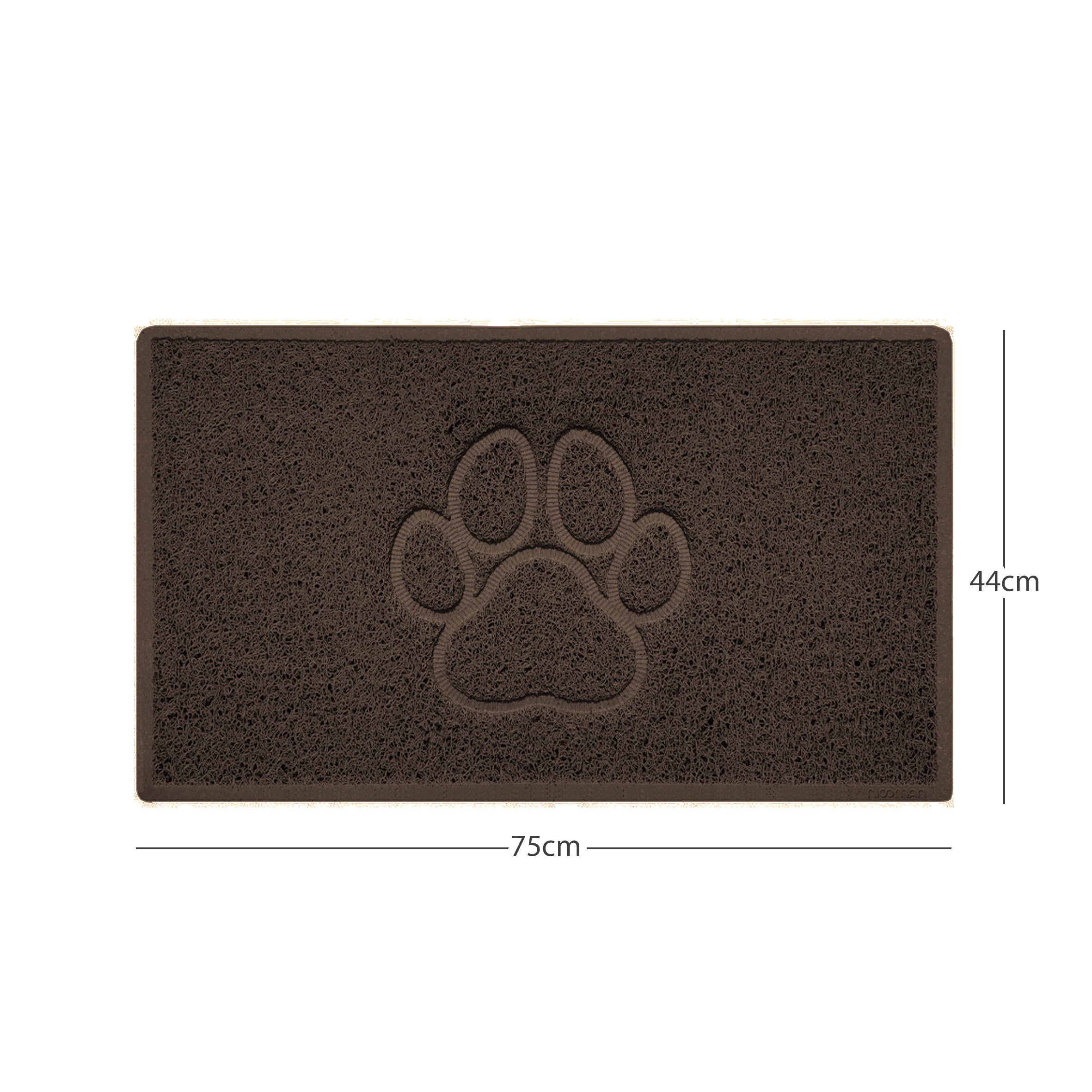 Paw Print Embossed Spaghetti Doormat Brown 75cm x 44cm
