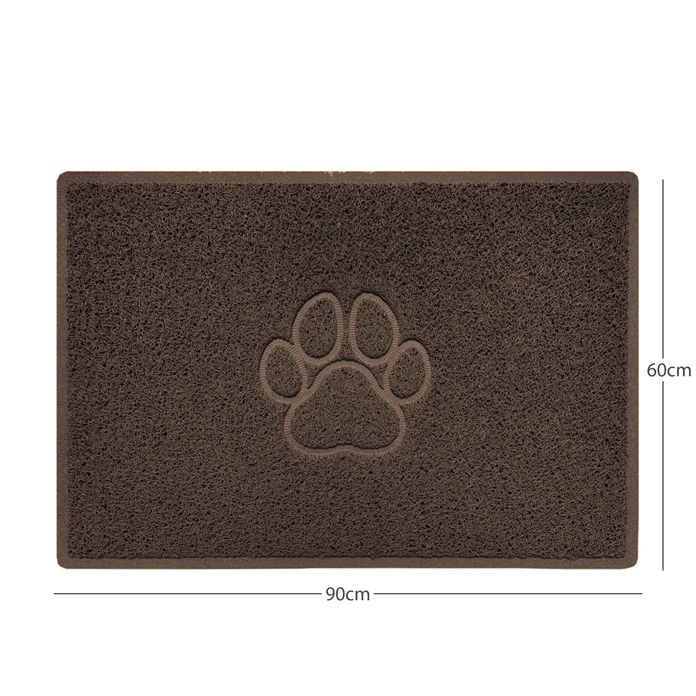Paw Print Embossed Spaghetti Doormat Brown 90cm x 60cm