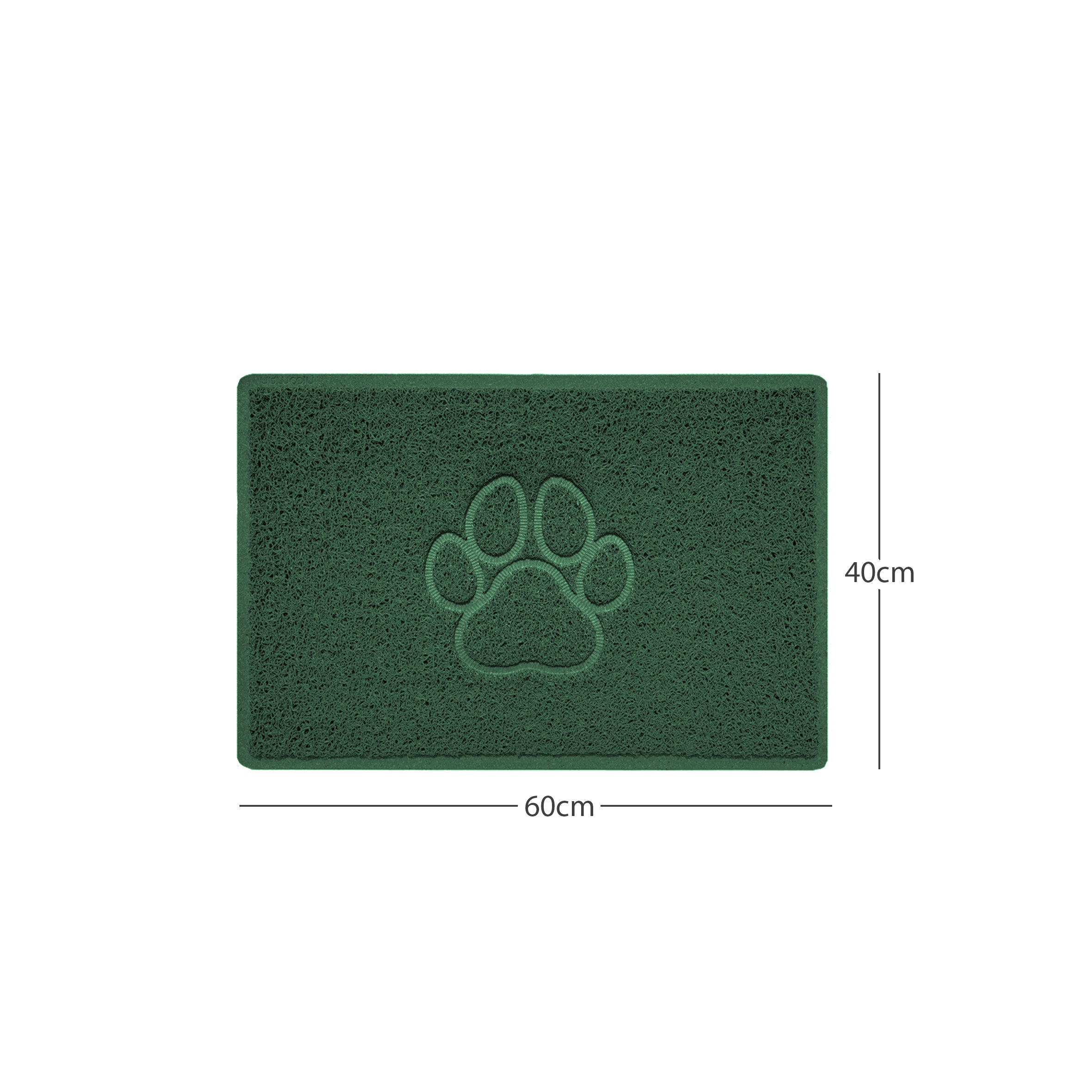 Paw Print Embossed Spaghetti Doormat Green 60cm x 40cm Yes (Suitable for Indoors)