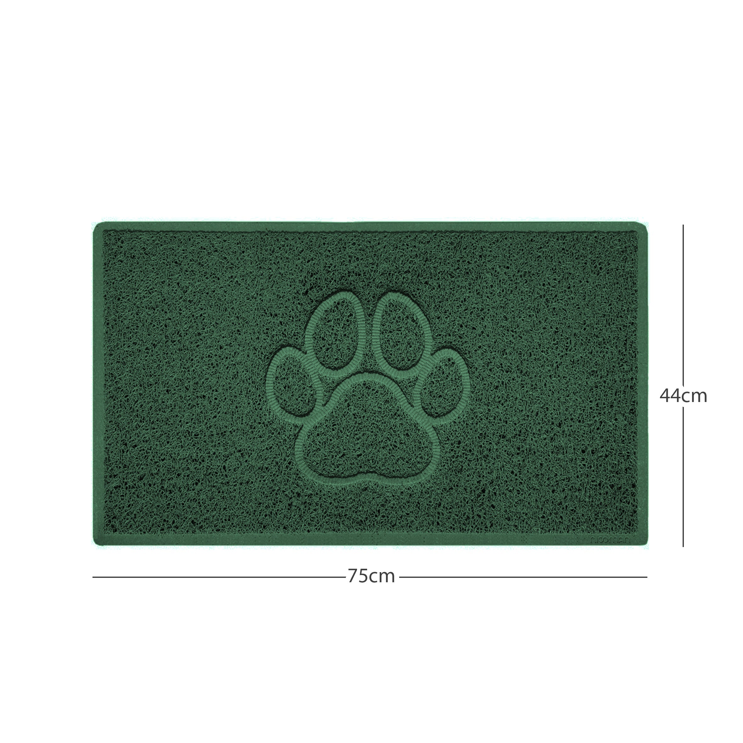 Paw Print Embossed Spaghetti Doormat Green 75cm x 44cm Yes (Suitable for Indoors)