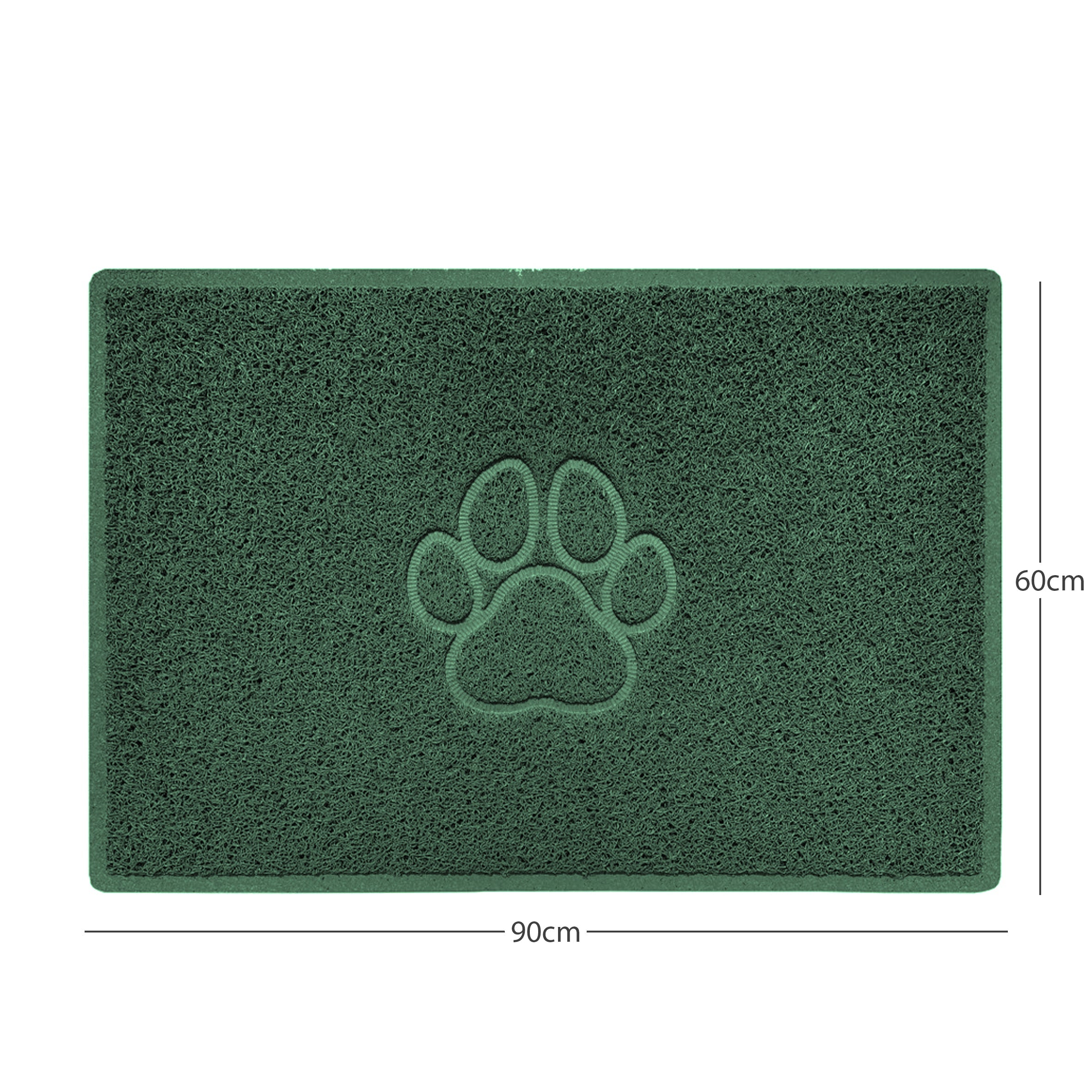 Paw Print Embossed Spaghetti Doormat Green 90cm x 60cm Yes (Suitable for Indoors)