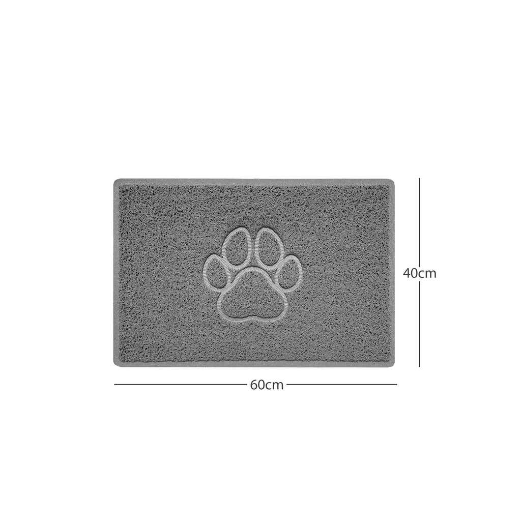 Paw Print Embossed Spaghetti Doormat Grey 60cm x 40cm