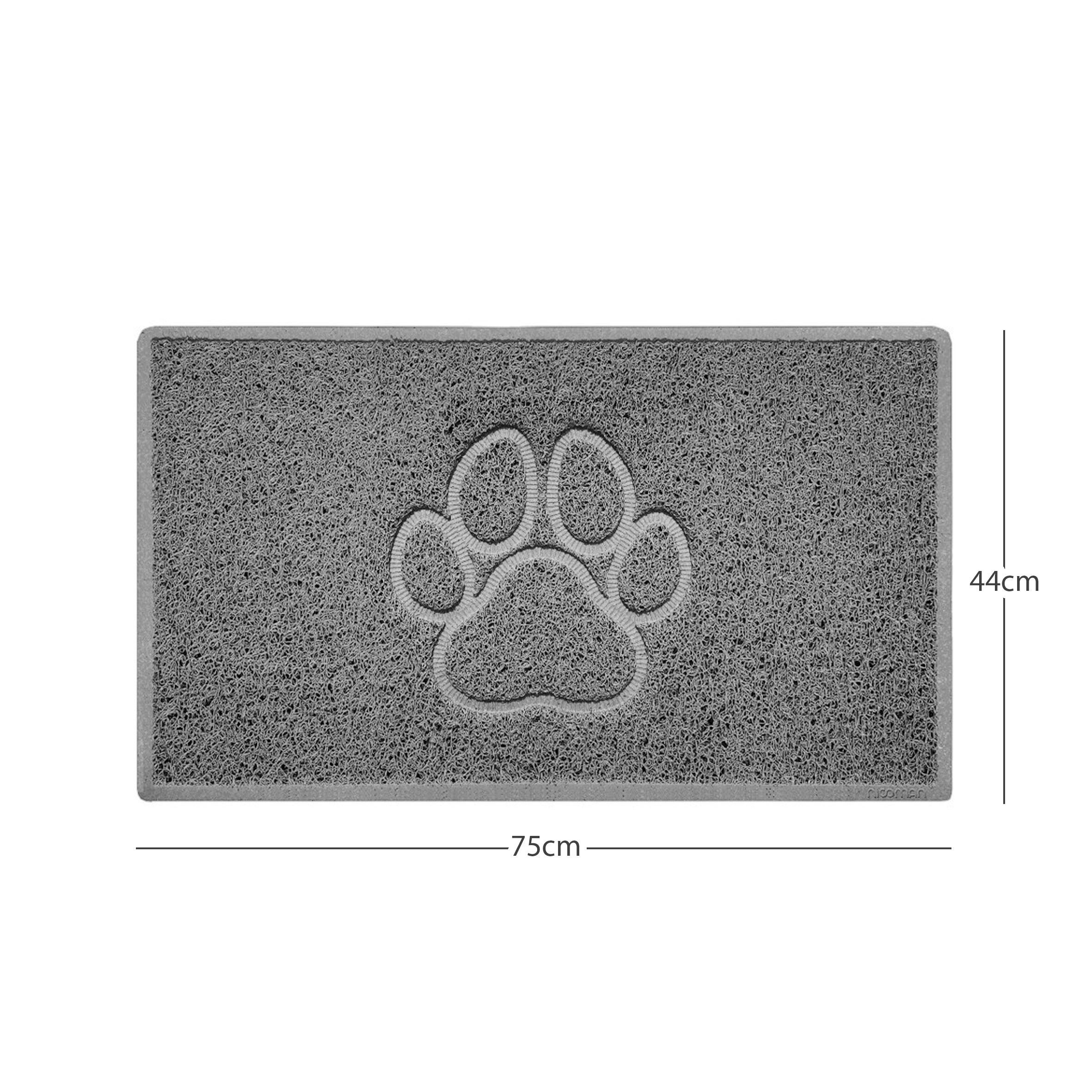Paw Print Embossed Spaghetti Doormat Grey 75cm x 44cm