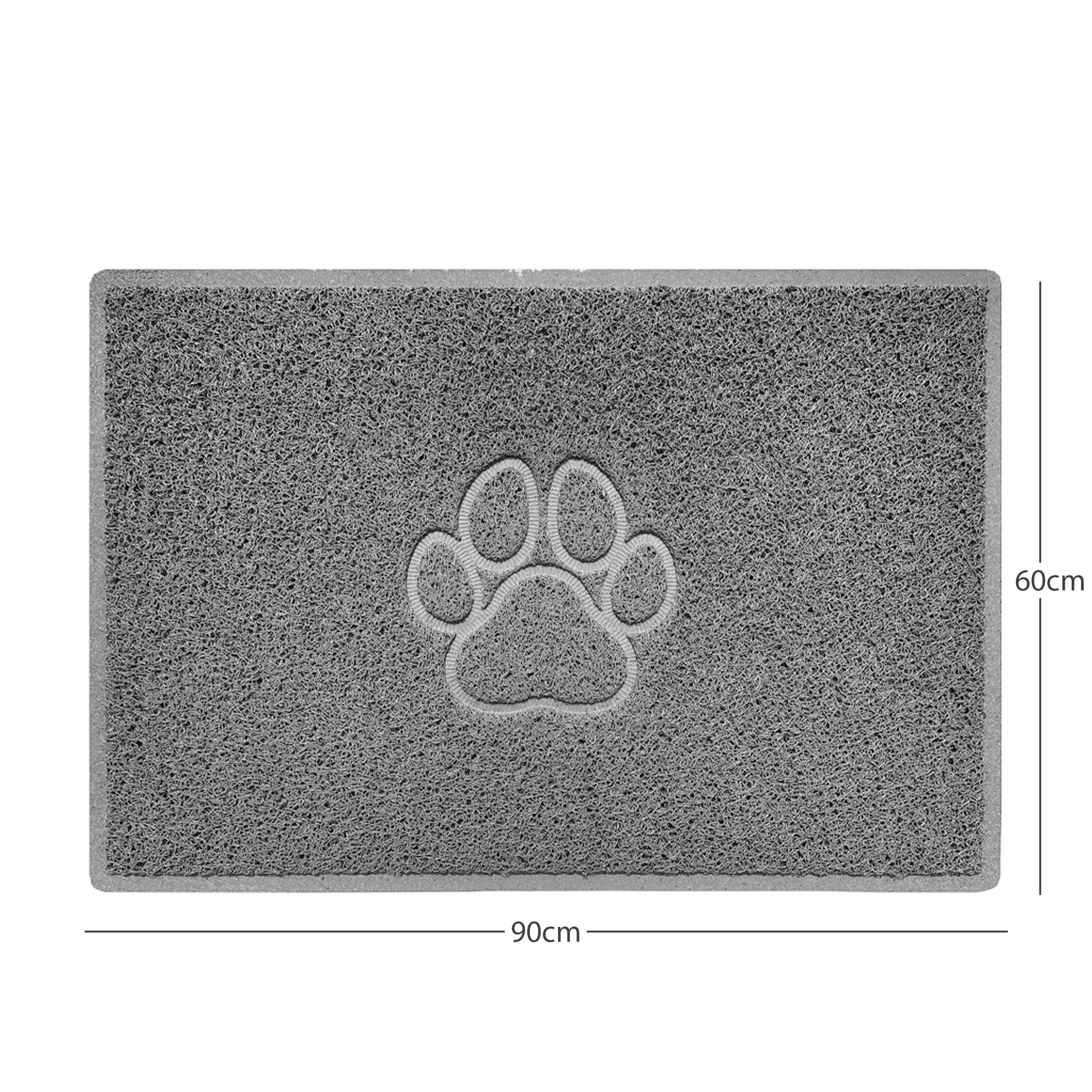 Paw Print Embossed Spaghetti Doormat Grey 90cm x 60cm