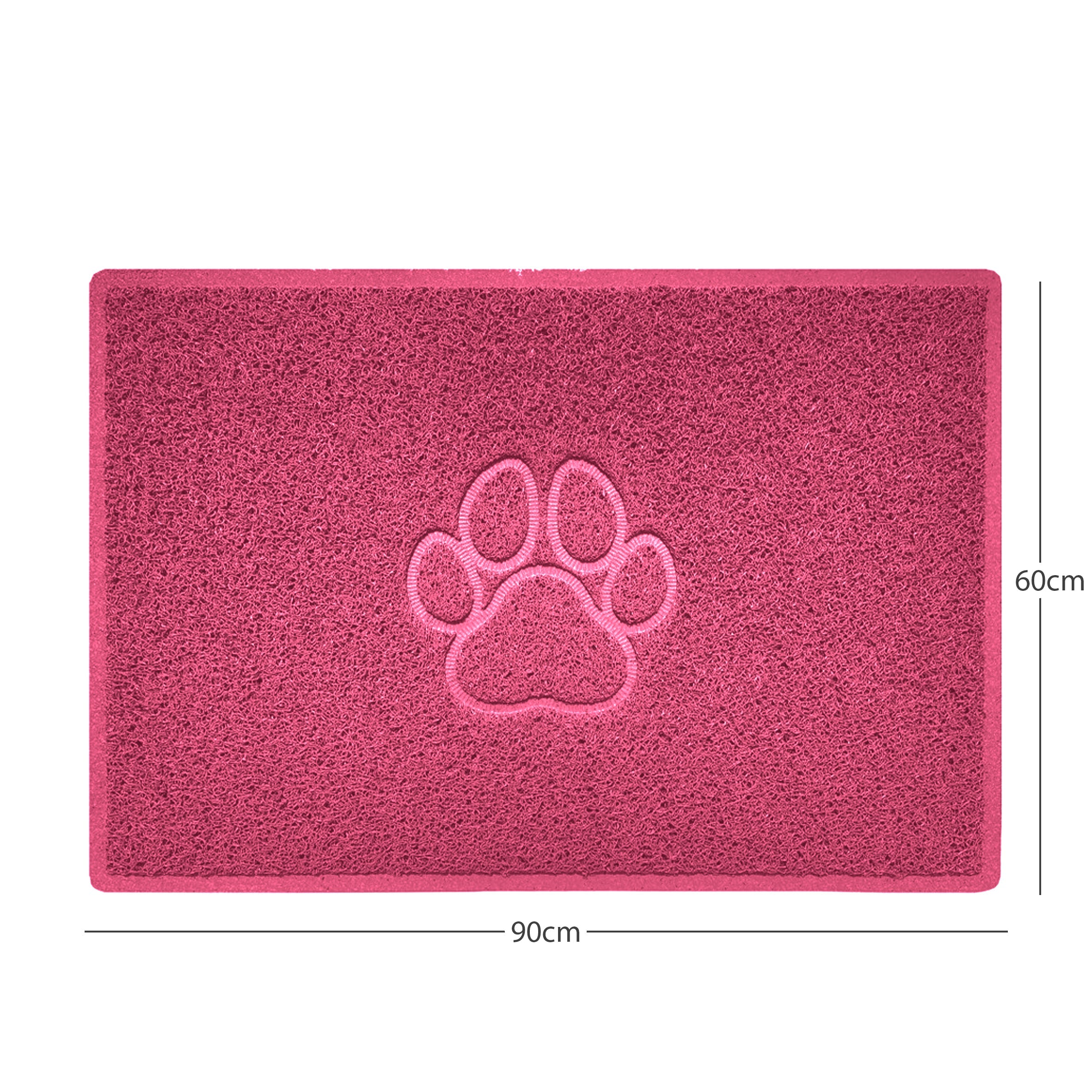 Paw Print Embossed Spaghetti Doormat Pink 90cm x 60cm Yes (Suitable for Indoors)