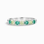 Emerald & Peridot Half Eternity Band in Sterling Silver
