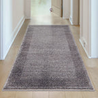 Modern Grey Geometric Border Rug