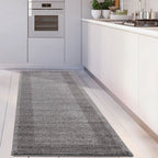Modern Grey Geometric Border Rug