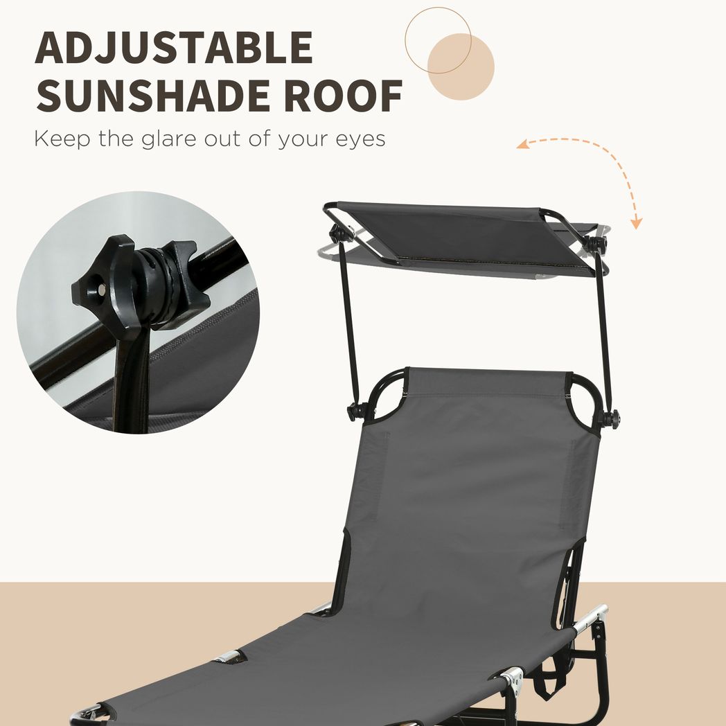 2 Piece Folding Sun Loungers with Adjustable Backrest