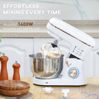 Electric Stand Mixer, 5L Food Mixer with Dough Hook, Whisk, White
