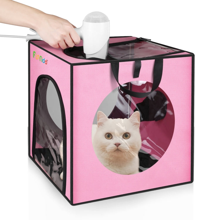 FUNADD Pet Bath Drying Box Portable Folding Dryer Cage, Suitable for Pets up to 5kg, Folding Dryer Cage Folding Dryer Cage Pink