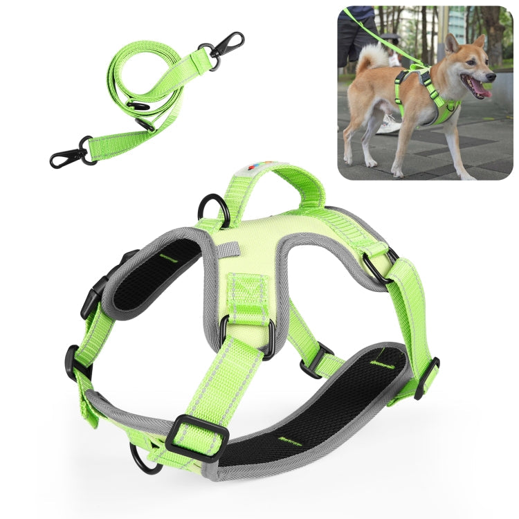 FunAdd Traction Rope Reflective Breathable Nylon Pet Vest Dog Harness, Size: M, Size: M – Wear-resistant Size: M Green