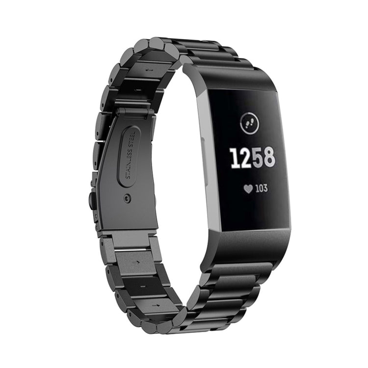 Watch Band – Stainless Steel (Fitbit Charge 4) Three Beads for Fitbit Charge 4 Black