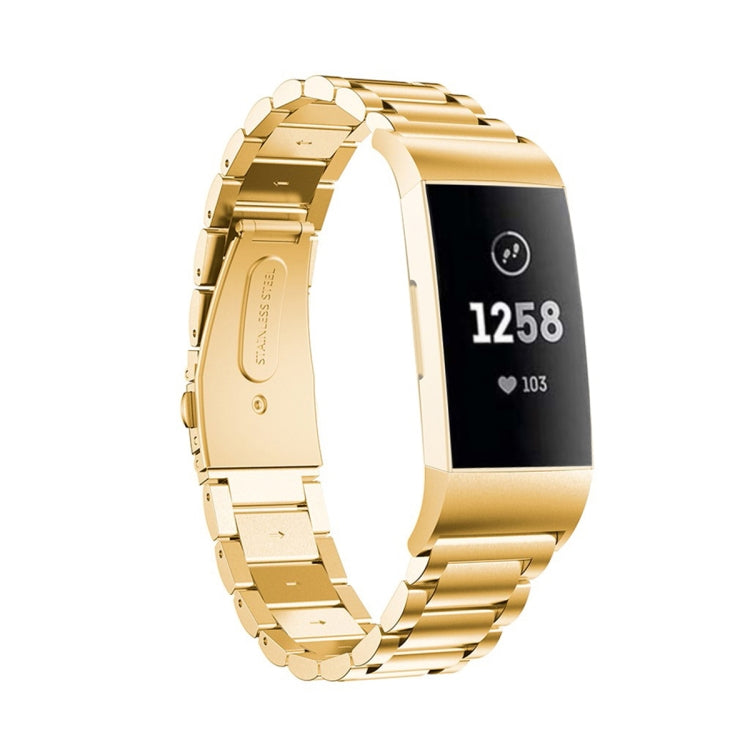 Watch Band – Stainless Steel (Fitbit Charge 4) Three Beads for Fitbit Charge 4 Gold