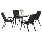 5 PCs Garden Furniture Set, Round Table and Stackable Chairs