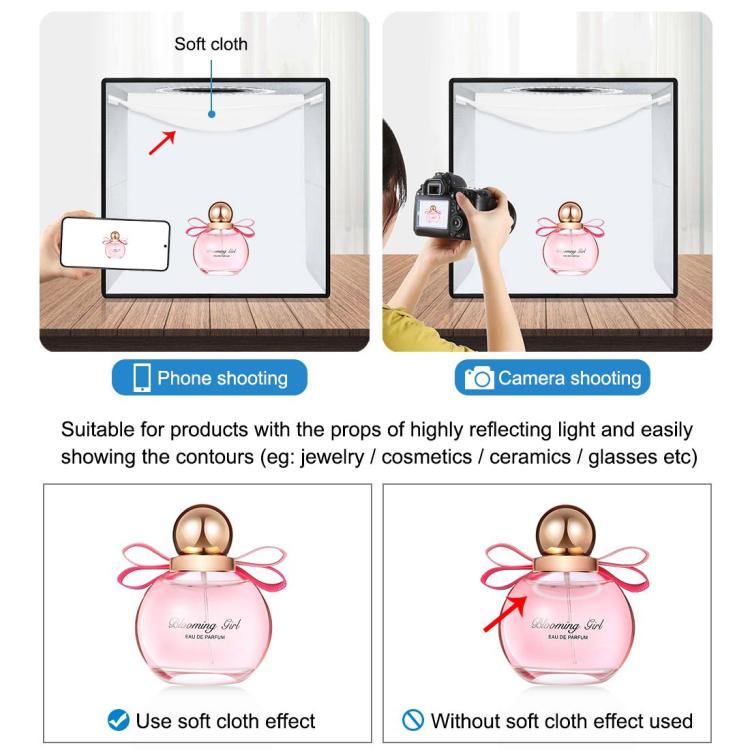 30cm Folding 3 Modes Dual Color Ring Light Photo Lighting Studio Shooting Tent Box Kit with 6 Colors PVC Backdrops, Unfold Size: 31cm x 31cm x 31cm