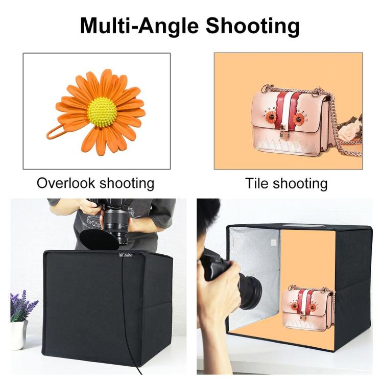30cm Folding 3 Modes Dual Color Ring Light Photo Lighting Studio Shooting Tent Box Kit with 6 Colors PVC Backdrops, Unfold Size: 31cm x 31cm x 31cm