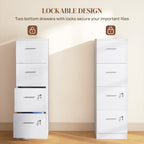4 Drawer File Cabinet Locking Filing Cabinet, Black Wood Effect