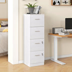 4 Drawer File Cabinet Locking Filing Cabinet, Black Wood Effect