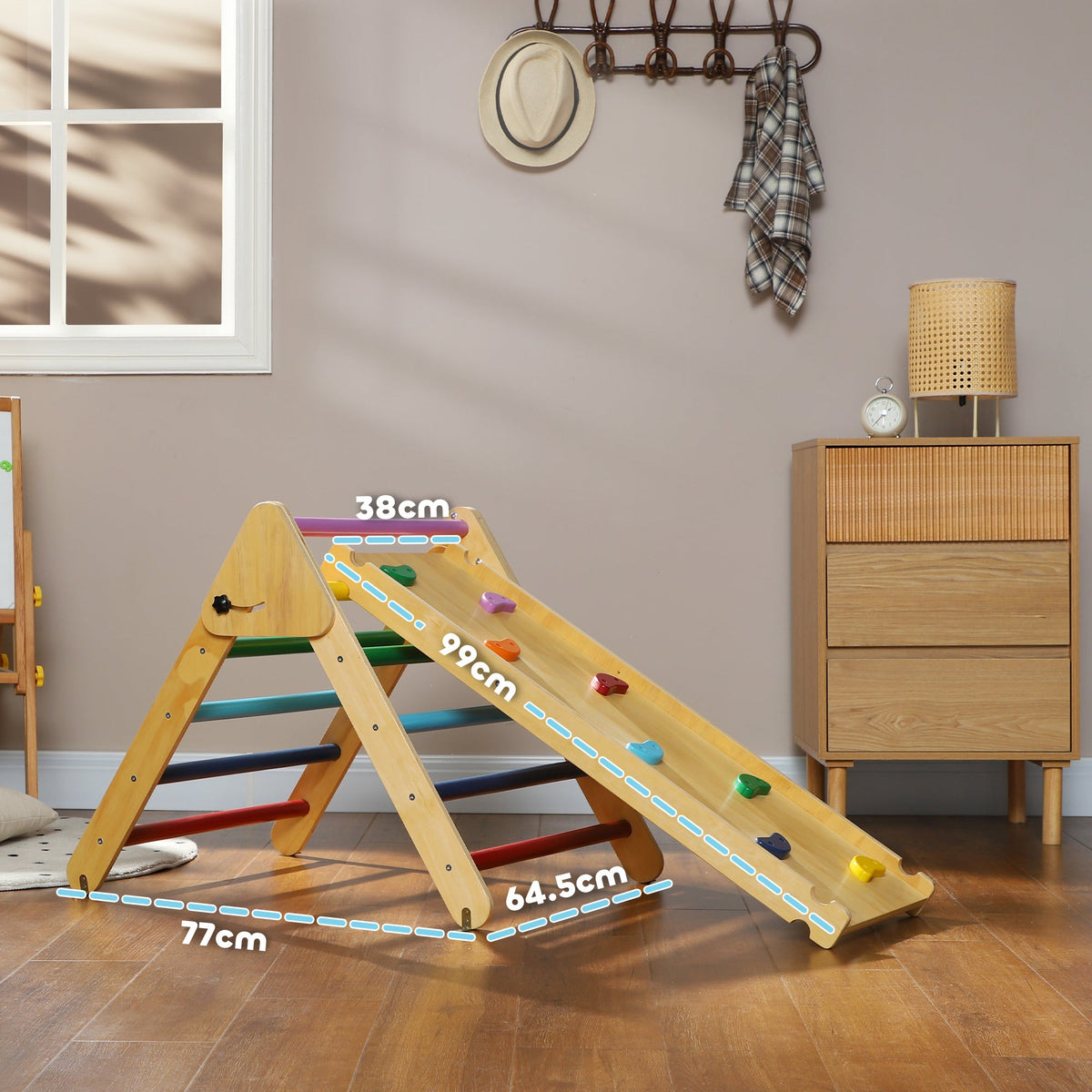 Toddler Climbing Frame, Wooden Indoor Pikler Triangle Set
