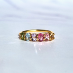 Rainbow Multicoloured Gemstone Half Eternity Ring in 18k Gold Vermeil