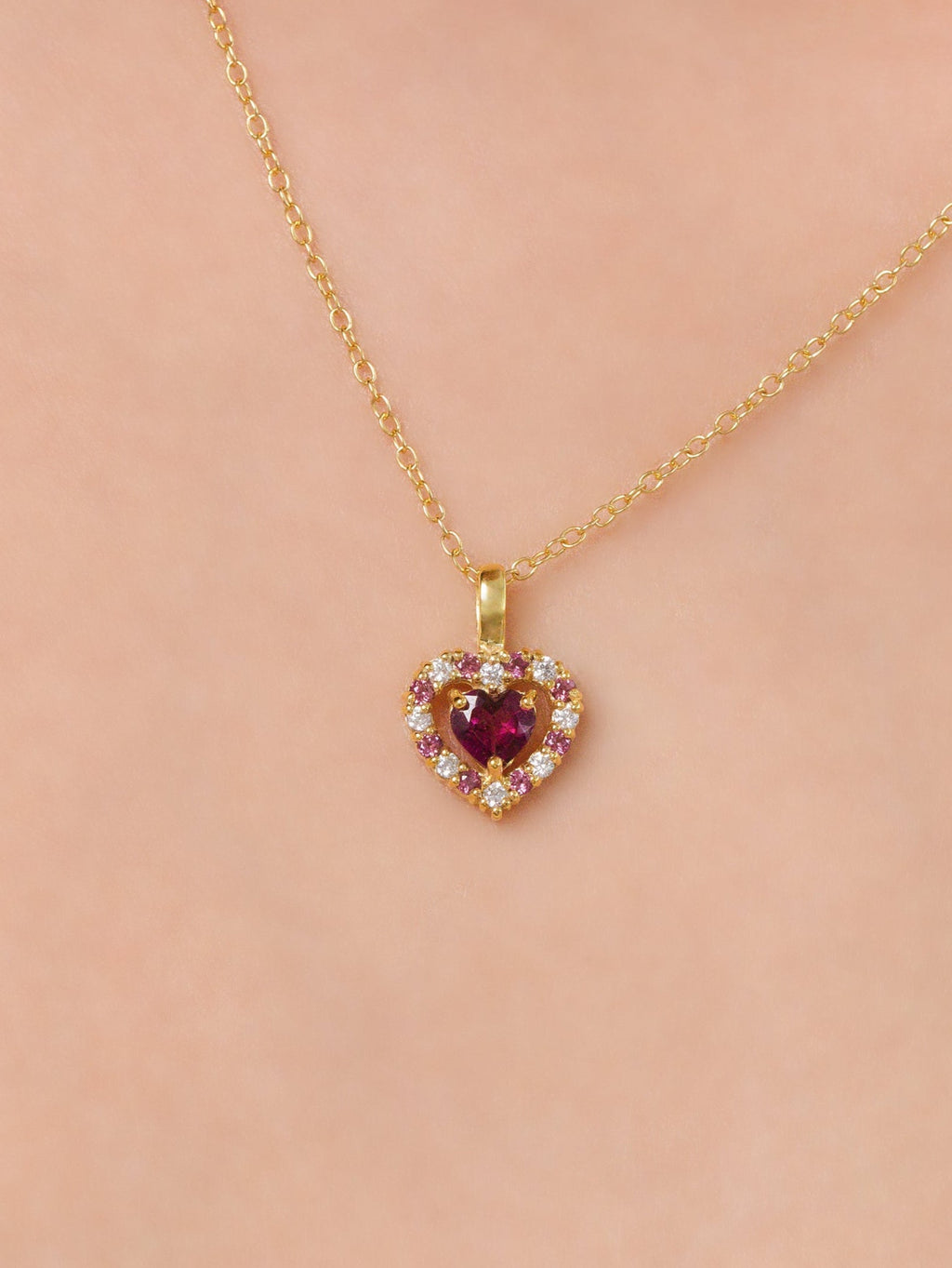 Red Heart Rhodolite Garnet Jewellery Set in 18k Gold Vermeil