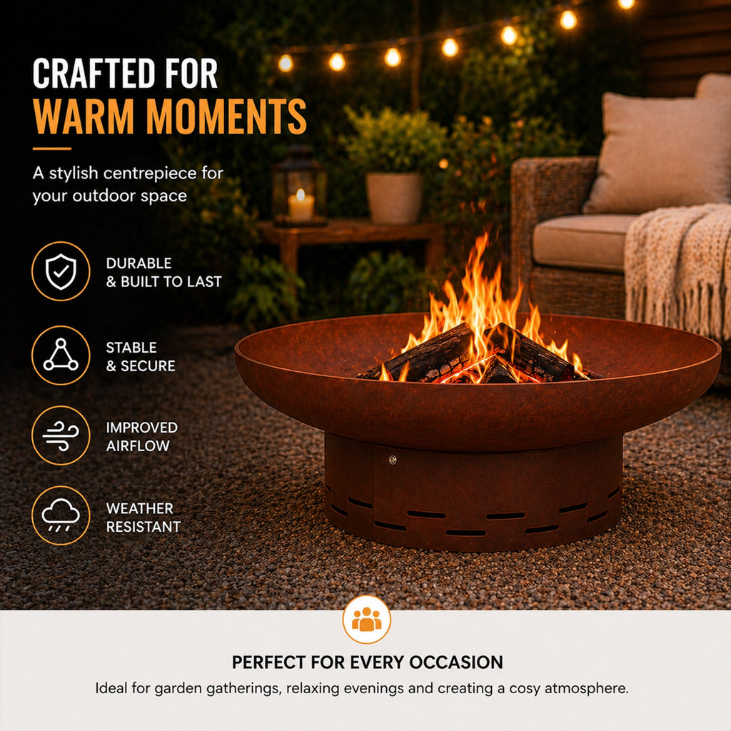 Heavy-Duty Pre-Rusted Metal Corten Steel Round Firepit