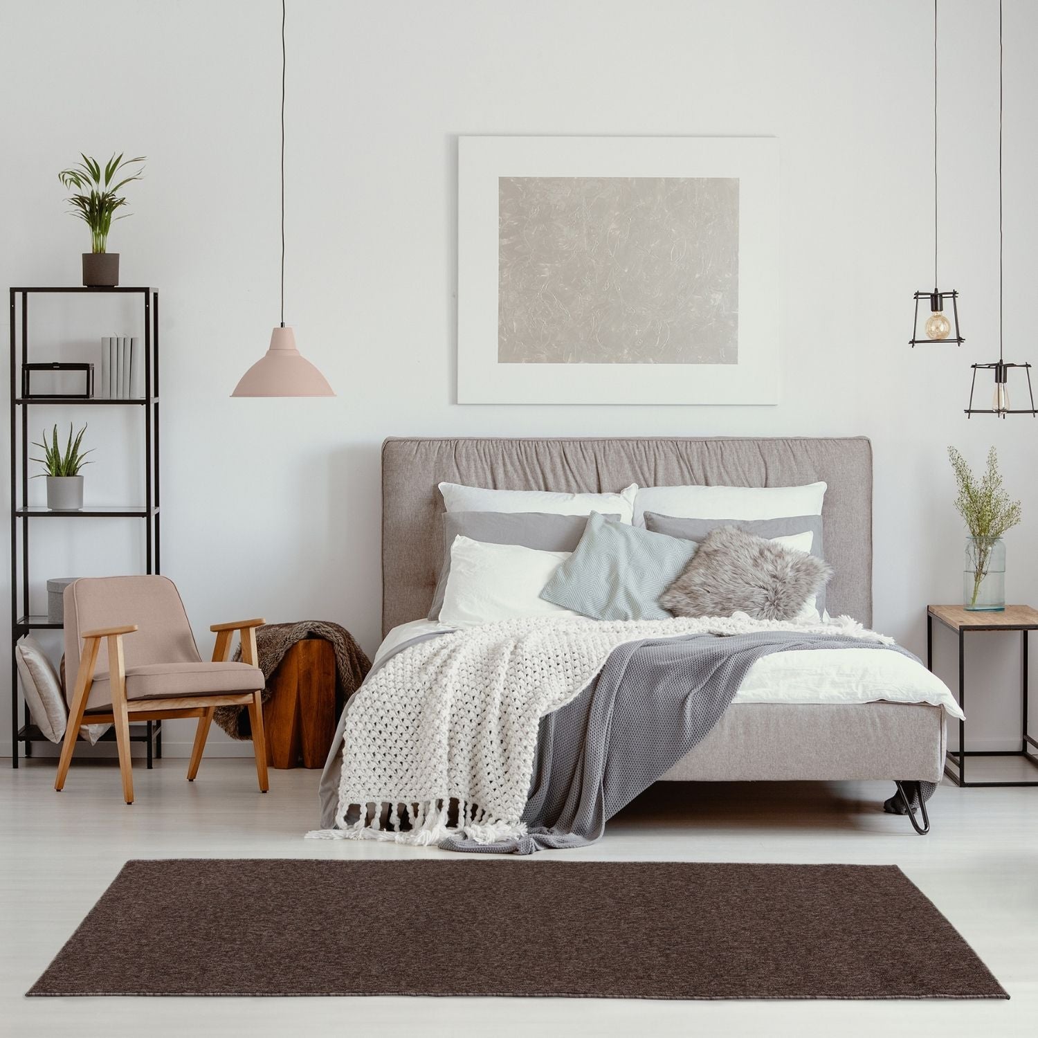 Brown Low Pile Solid Rug