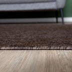 Brown Low Pile Solid Rug