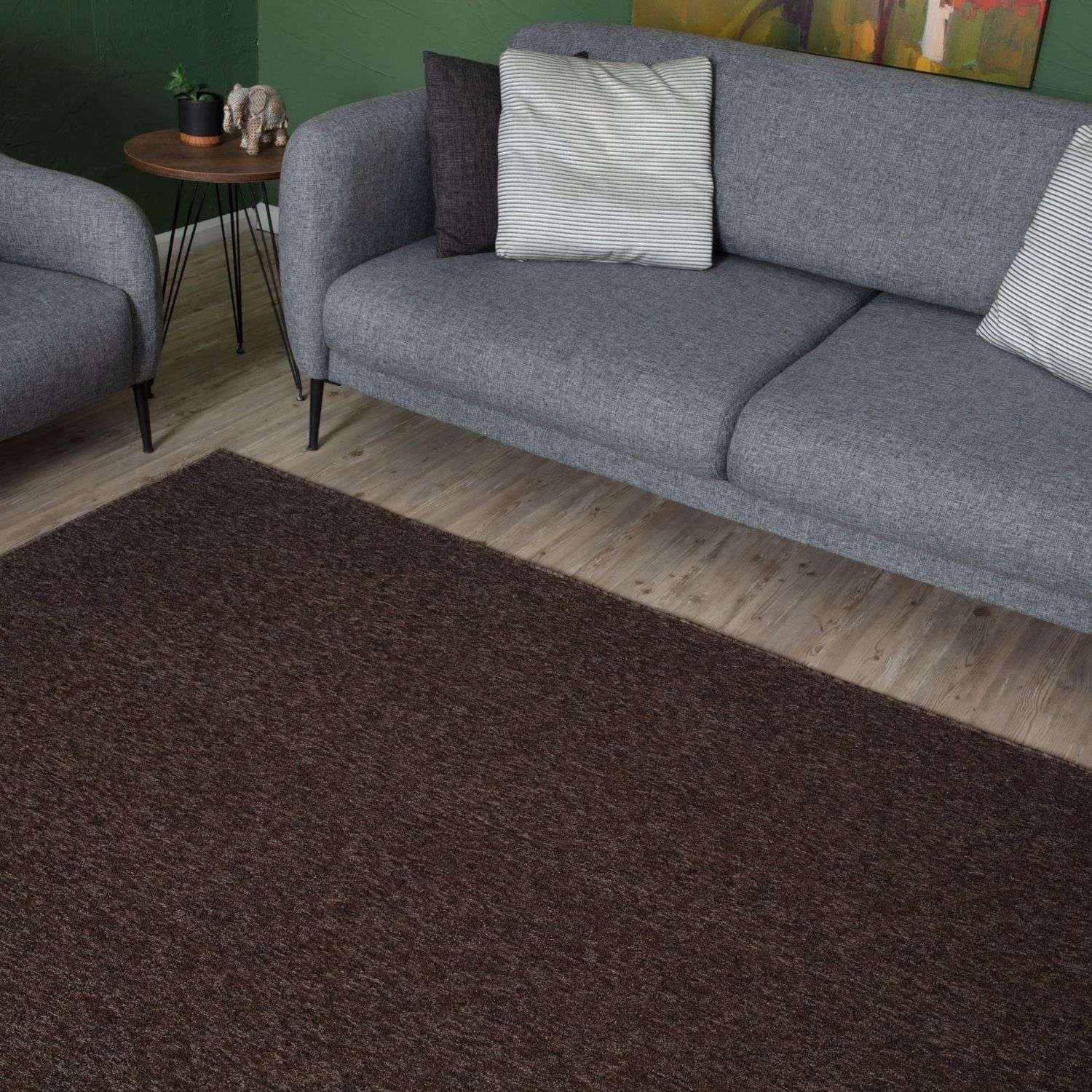 Brown Low Pile Solid Rug