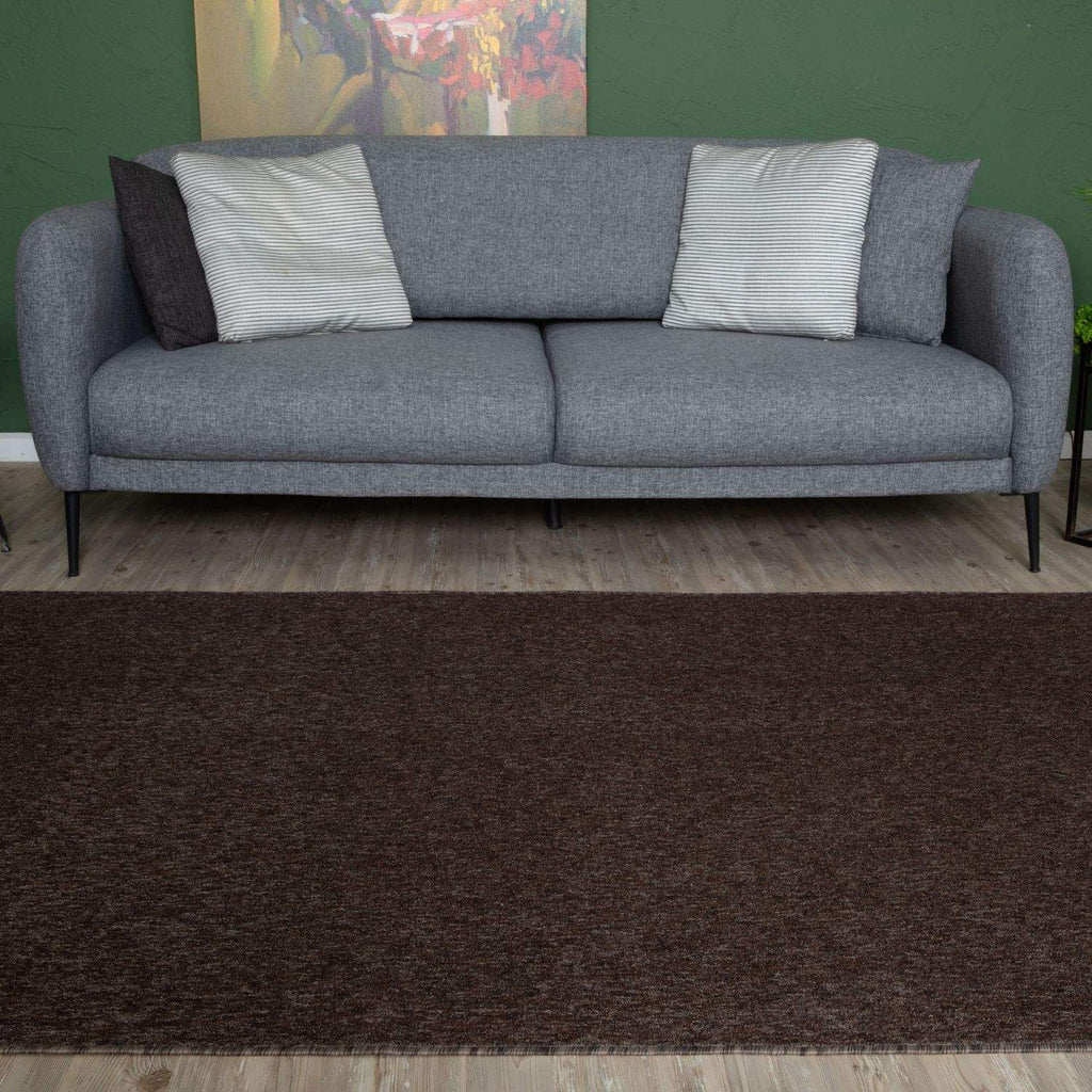 Brown Low Pile Solid Rug