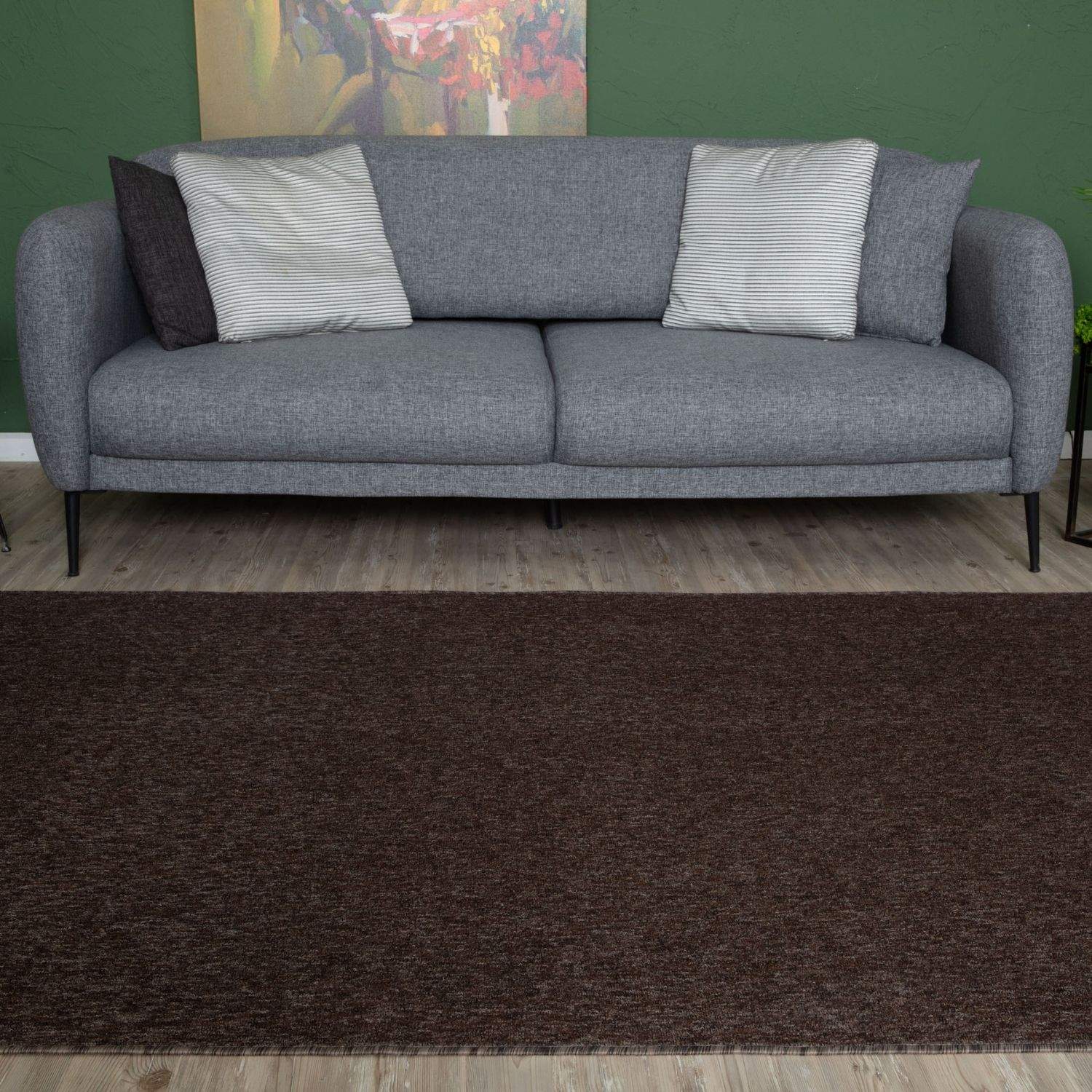 Brown Low Pile Solid Rug