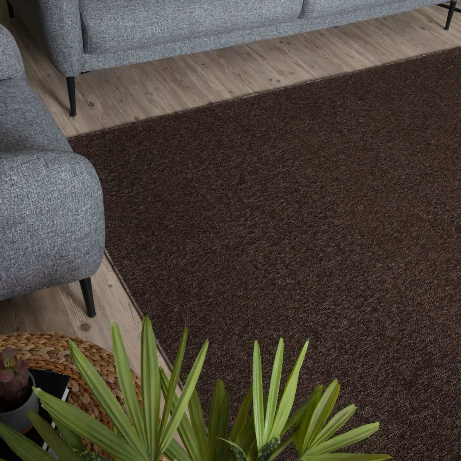 Brown Low Pile Solid Rug