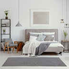 Grey Low Pile Solid Rug