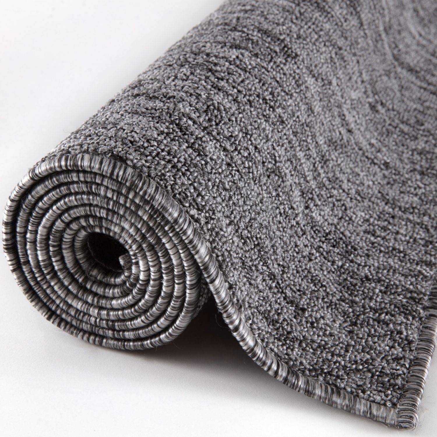 Grey Low Pile Solid Rug