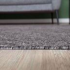 Grey Low Pile Solid Rug