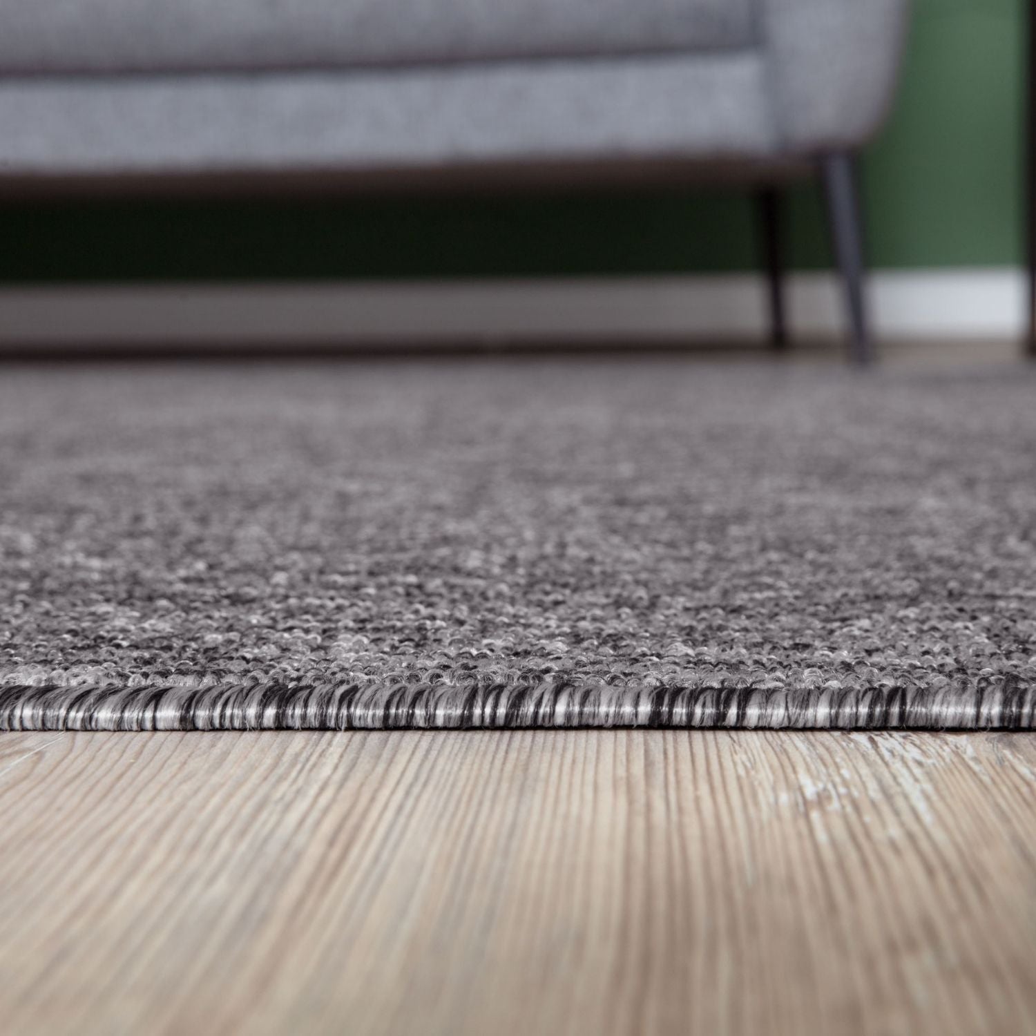 Grey Low Pile Solid Rug