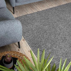 Grey Low Pile Solid Rug