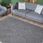 Grey Low Pile Solid Rug
